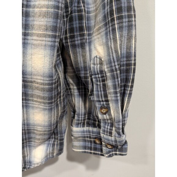 Carhartt Relaxed Fit Flannel Shirt Mens L Plaid Casual Button Down Pocket Blue - Picture 8 of 16